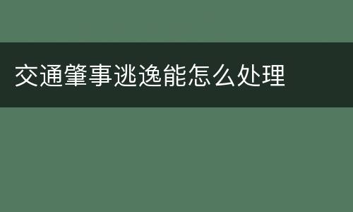 交通肇事逃逸能怎么处理