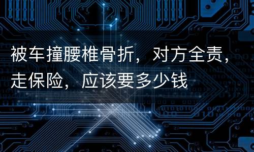 被车撞腰椎骨折，对方全责，走保险，应该要多少钱