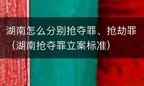 湖南怎么分别抢夺罪、抢劫罪（湖南抢夺罪立案标准）