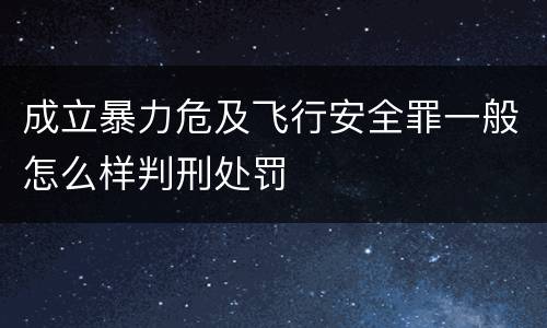 成立暴力危及飞行安全罪一般怎么样判刑处罚