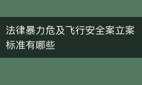 法律暴力危及飞行安全案立案标准有哪些