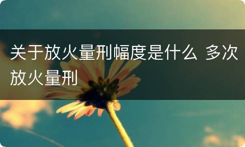 关于放火量刑幅度是什么 多次放火量刑