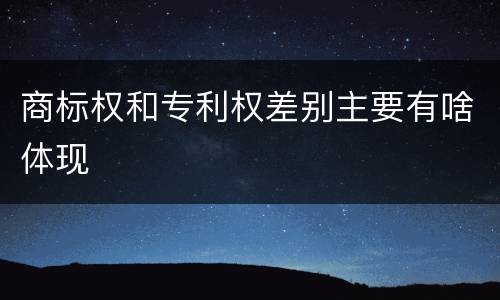 商标权和专利权差别主要有啥体现