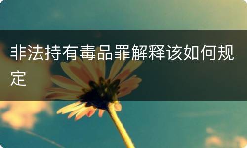 非法持有毒品罪解释该如何规定