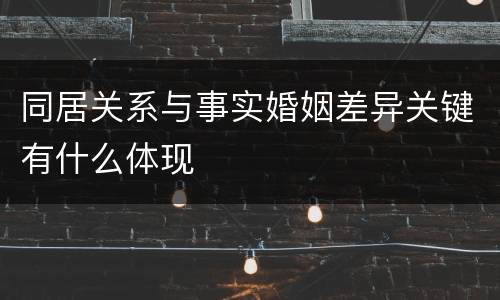 同居关系与事实婚姻差异关键有什么体现