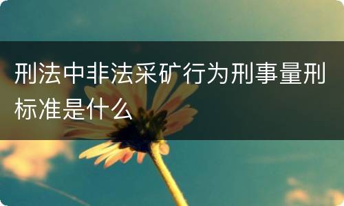 刑法中非法采矿行为刑事量刑标准是什么