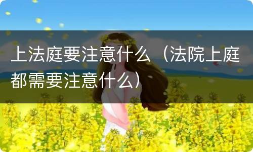 上法庭要注意什么（法院上庭都需要注意什么）