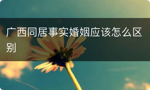 广西同居事实婚姻应该怎么区别