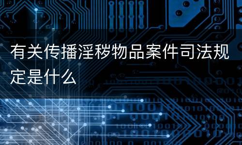 有关传播淫秽物品案件司法规定是什么