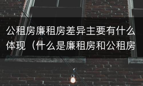 公租房廉租房差异主要有什么体现（什么是廉租房和公租房两个有什么特点）