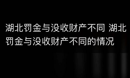 湖北罚金与没收财产不同 湖北罚金与没收财产不同的情况