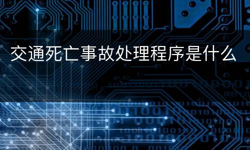 交通死亡事故处理程序是什么