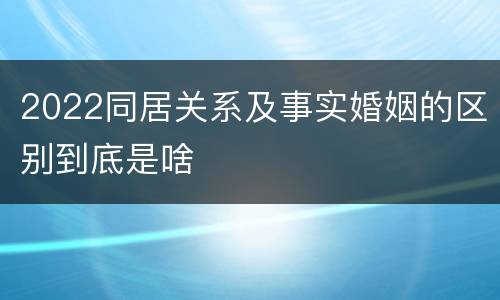 2022同居关系及事实婚姻的区别到底是啥