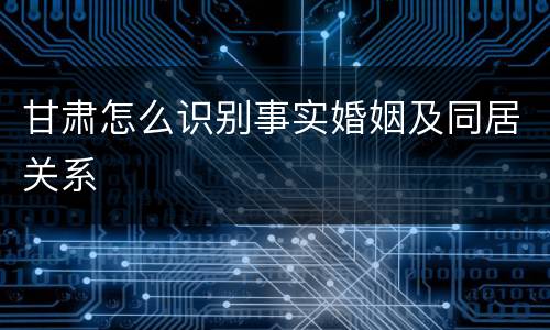 甘肃怎么识别事实婚姻及同居关系