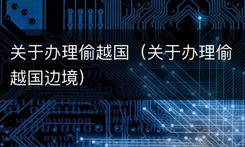 关于办理偷越国（关于办理偷越国边境）