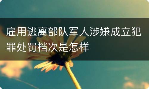 雇用逃离部队军人涉嫌成立犯罪处罚档次是怎样