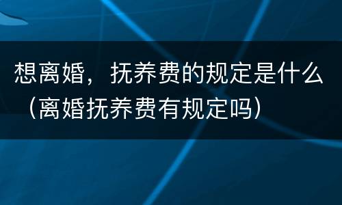 想离婚，抚养费的规定是什么（离婚抚养费有规定吗）