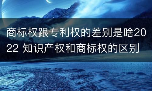 商标权跟专利权的差别是啥2022 知识产权和商标权的区别