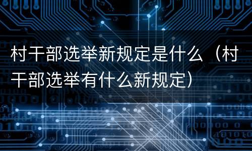 村干部选举新规定是什么（村干部选举有什么新规定）