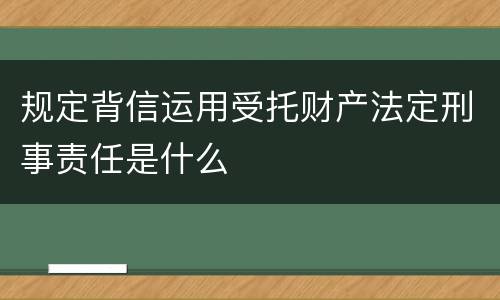 规定背信运用受托财产法定刑事责任是什么 规定背信运用受托财产法定刑事责任是什么