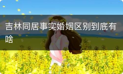 吉林同居事实婚姻区别到底有啥