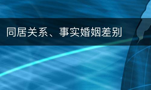 同居关系、事实婚姻差别