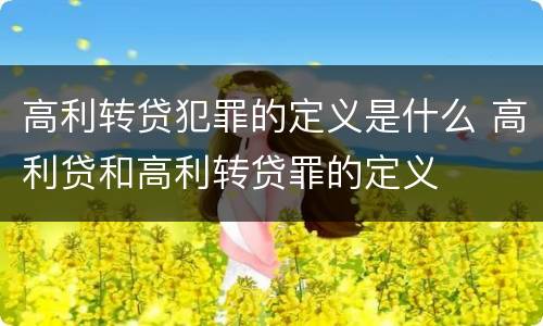 高利转贷犯罪的定义是什么 高利贷和高利转贷罪的定义