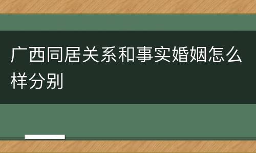 广西同居关系和事实婚姻怎么样分别