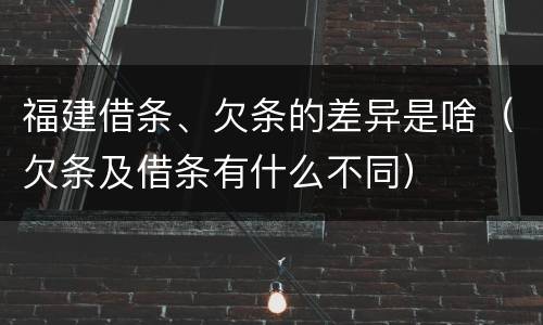福建借条、欠条的差异是啥（欠条及借条有什么不同）