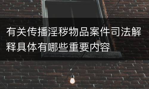 有关传播淫秽物品案件司法解释具体有哪些重要内容