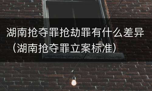 湖南抢夺罪抢劫罪有什么差异（湖南抢夺罪立案标准）