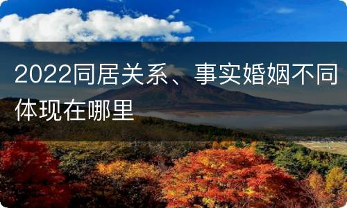 2022同居关系、事实婚姻不同体现在哪里