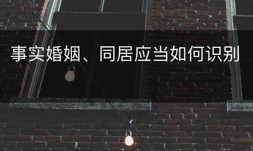 事实婚姻、同居应当如何识别