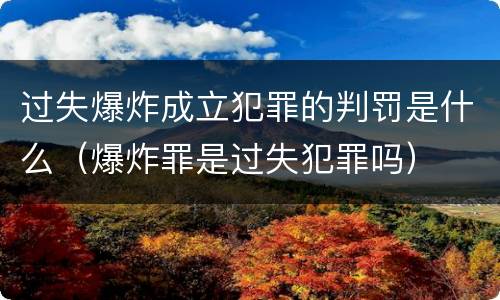 过失爆炸成立犯罪的判罚是什么（爆炸罪是过失犯罪吗）