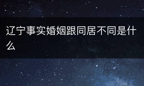 辽宁事实婚姻跟同居不同是什么