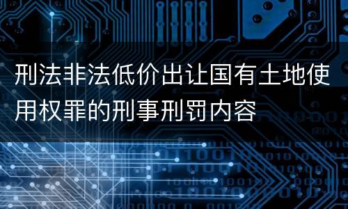 刑法非法低价出让国有土地使用权罪的刑事刑罚内容