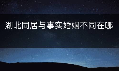 湖北同居与事实婚姻不同在哪