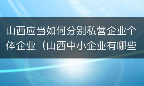 山西应当如何分别私营企业个体企业（山西中小企业有哪些）