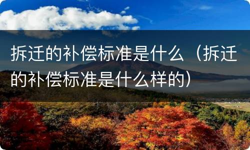拆迁的补偿标准是什么（拆迁的补偿标准是什么样的）