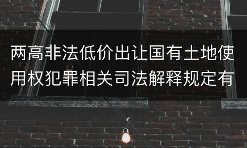 两高非法低价出让国有土地使用权犯罪相关司法解释规定有哪些