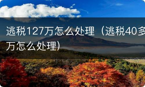 逃税127万怎么处理（逃税40多万怎么处理）