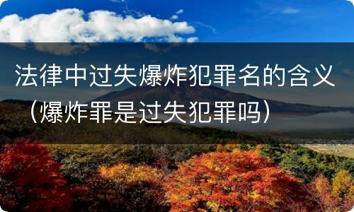 法律中过失爆炸犯罪名的含义（爆炸罪是过失犯罪吗）