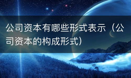 公司资本有哪些形式表示(公司资本的构成形式)