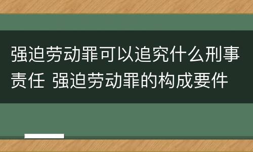强迫劳动罪可以追究什么刑事责任 强迫劳动罪的构成要件