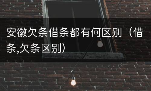安徽欠条借条都有何区别（借条,欠条区别）