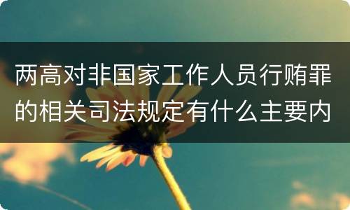 两高对非国家工作人员行贿罪的相关司法规定有什么主要内容