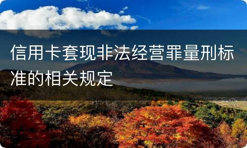 信用卡套现非法经营罪量刑标准的相关规定