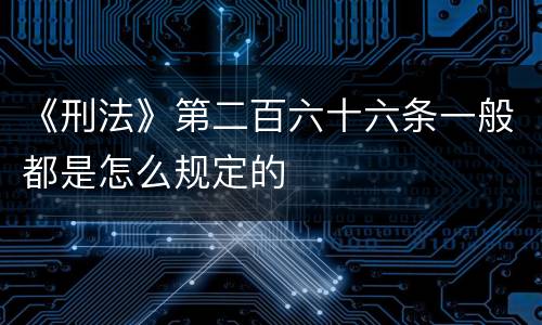 《刑法》第二百六十六条一般都是怎么规定的