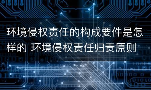 环境侵权责任的构成要件是怎样的 环境侵权责任归责原则