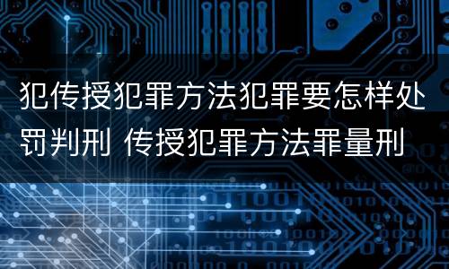犯传授犯罪方法犯罪要怎样处罚判刑 传授犯罪方法罪量刑